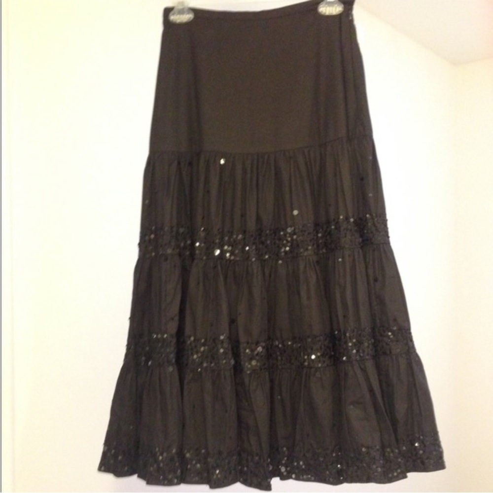 Festive Full Black Skirt with Sequins